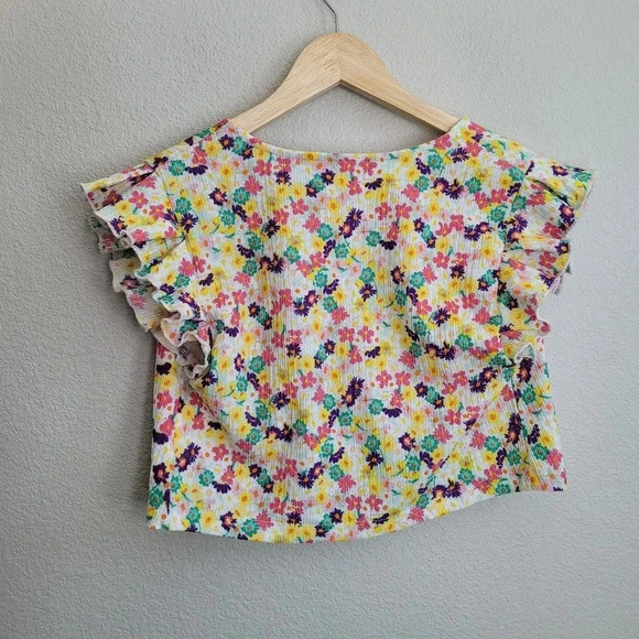 Vero Moda Women's Cropped Blouse Top XS Multicolor Polyester Floral Sleeveless - Picture 2 of 9